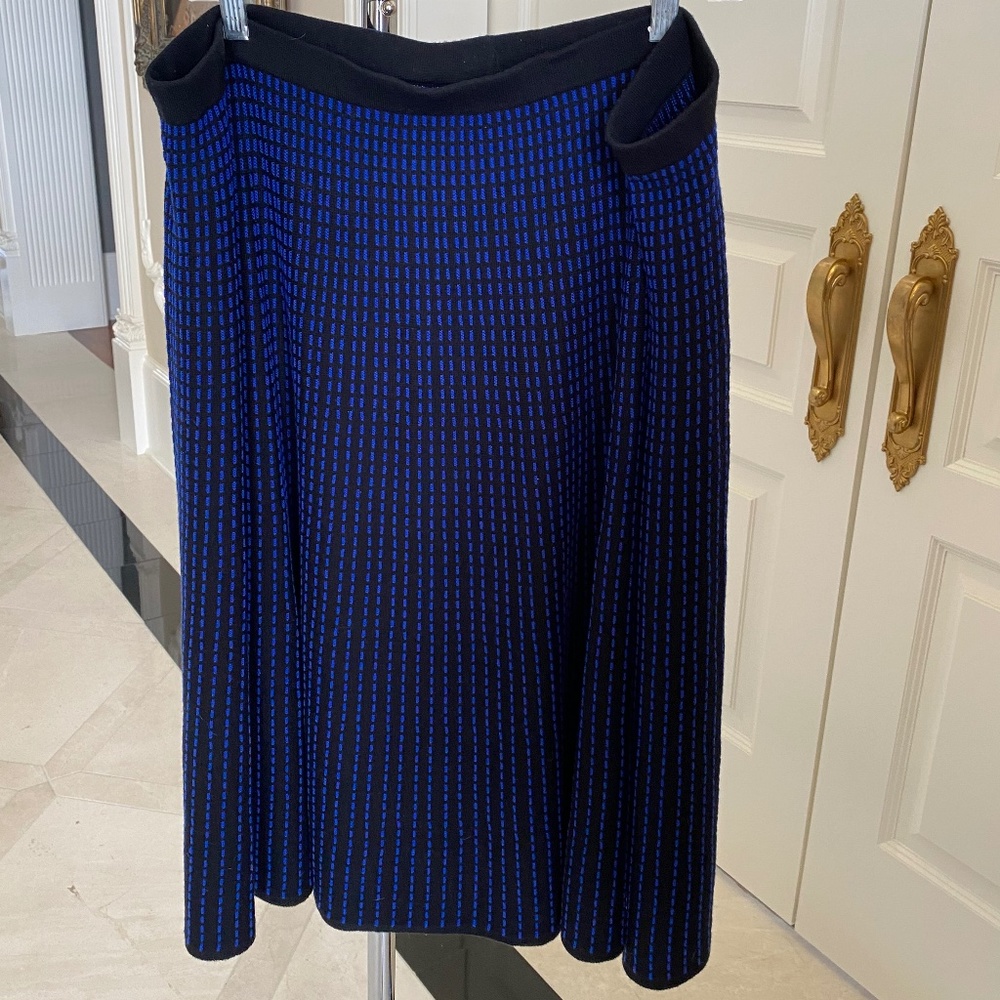 Worth New York, Black and Blue Sweater Skirt, Size XL